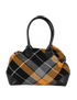 Tartan Pleated Shoulder Bag, £195, Handbags, Black/Yellow, Fabric, Back view